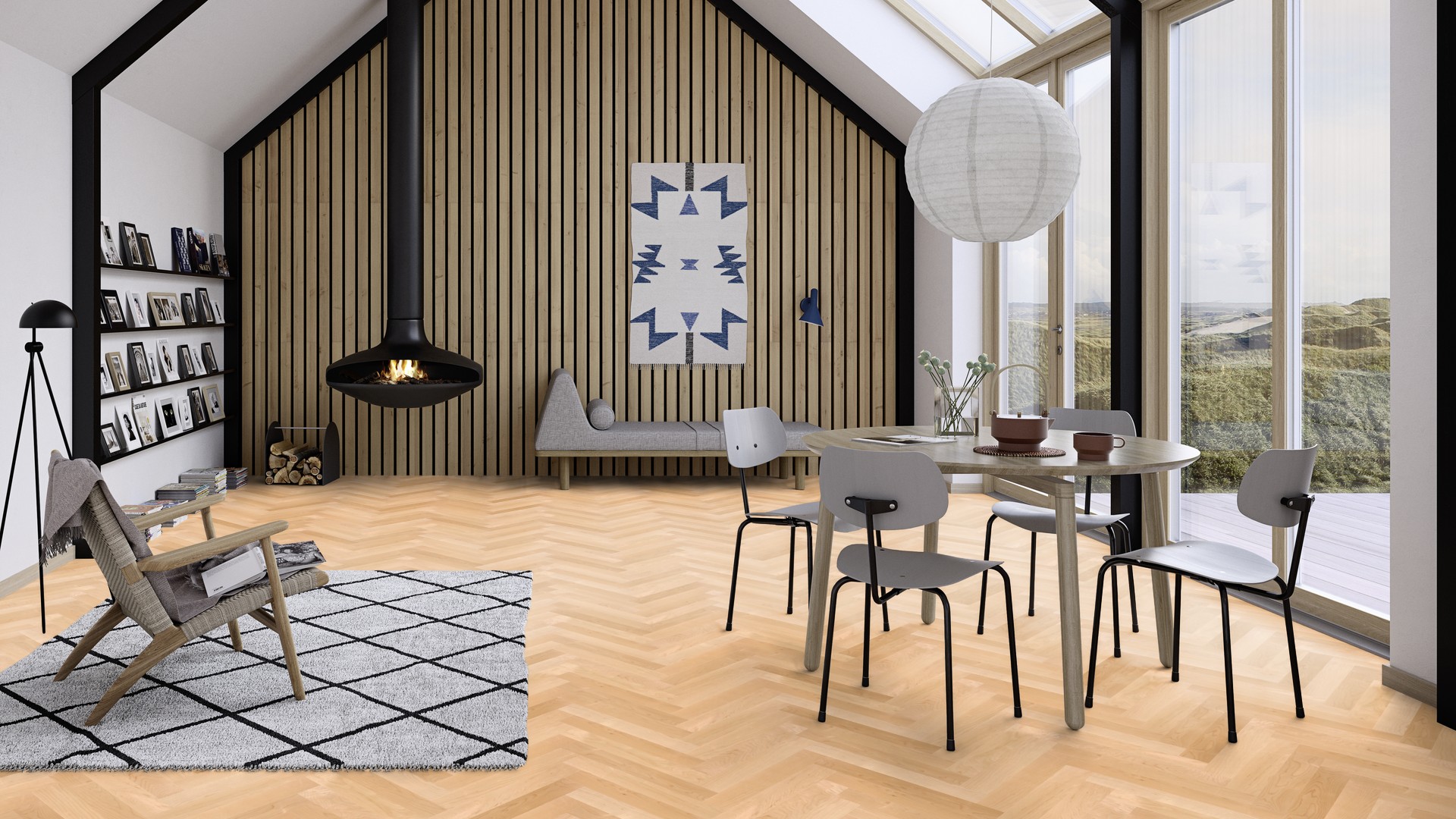 Boen Click Herringbone Oak White Adagio Brushed