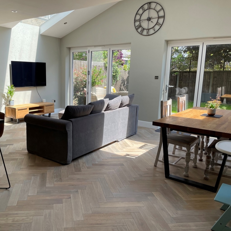 Clearance Woodland Smoked White Oiled Brushed Herringbone Last 12.3m² Left