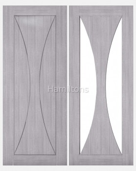 Deanta Sorrento Light Grey Ash Solid Panel and Glazed Doors