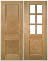 Deanta Oak Kensington Solid Panel And Glazed Doors