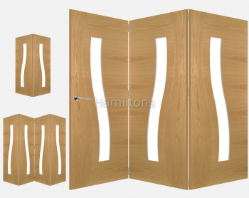 Deanta Fold Oak Cadiz Clear Glass Folding Doors