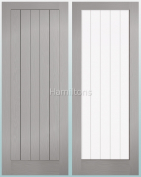 LPD Textured Vertical 5 Panel Grey and Matching 1 Light Doors