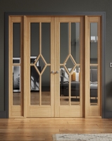 LPD Reims Oak W6 French Doors With Demi sidelights and Frame