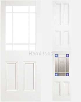 LPD White Downham Glazed Doors and Malton 4 Panel Doors
