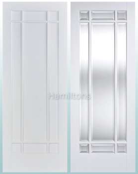 LPD Premium White Manhattan Solid Panel Doors and Bevel Glass Doors