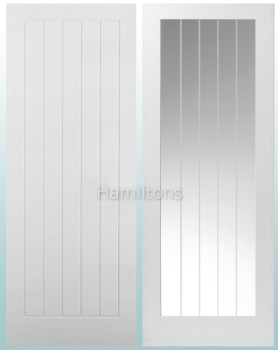 LPD Textured White Vertical 5 Panel and 1 Light Doors