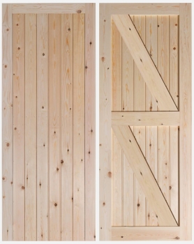 Solid Rustic Pine Framed Butt And Bead Ledge And Brace Doors