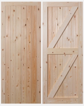 Solid Rustic Pine Framed V Groove Ledge and Brace Doors
