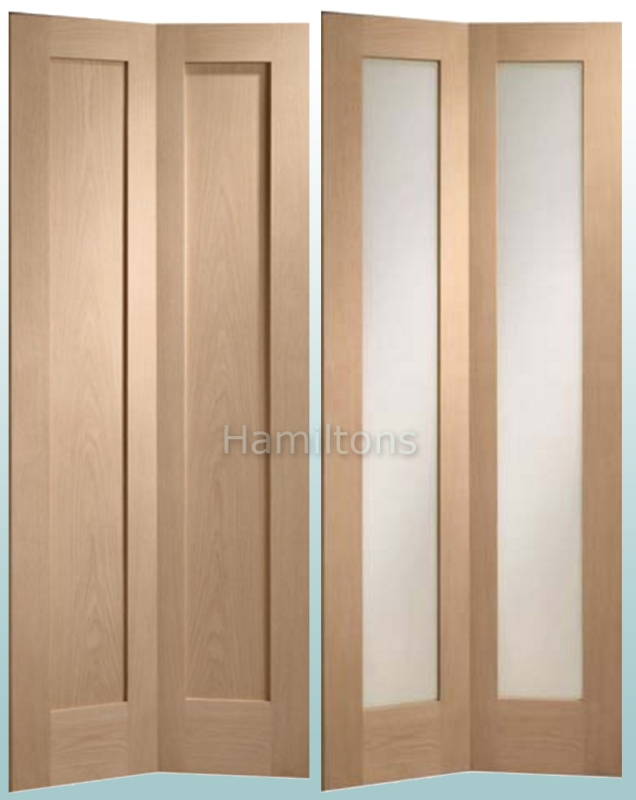 Xl Joinery Oak Pattern 10 Panelled And Clear Glass Bi Fold Doors