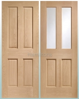 XL Joinery Oak Victorian 4 Panel And Malton Glazed Doors