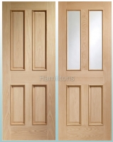 XL Joinery Oak Victorian 4 Panel RMS And Malton Bevelled Glass Doors