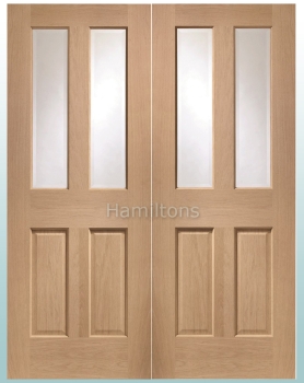 XL Joinery Oak Malton Rebated Door Pair With Clear Bevelled Glass