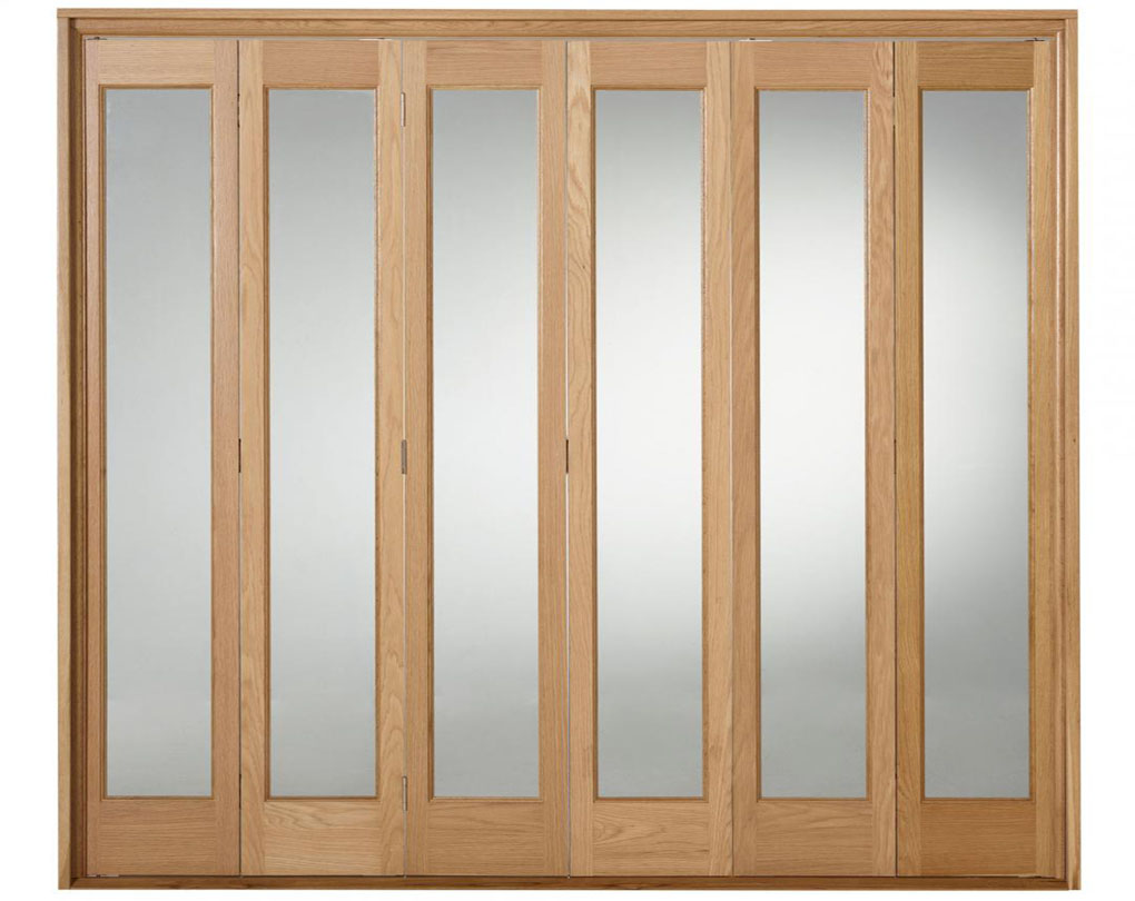 Slimfold Oak Marston Clear Glass 3 4 5 And 6 Folding Door System To Enlarge