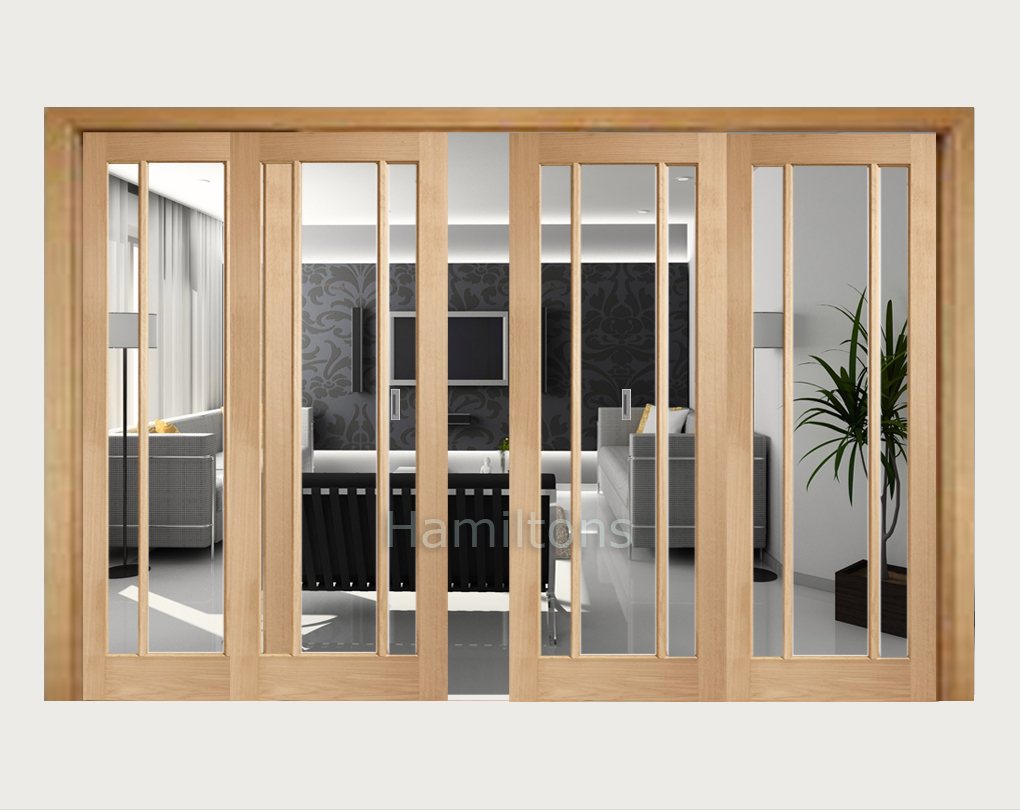 Xl Joinery Oak Worcester Clear Glass Sliding Doors With Frame