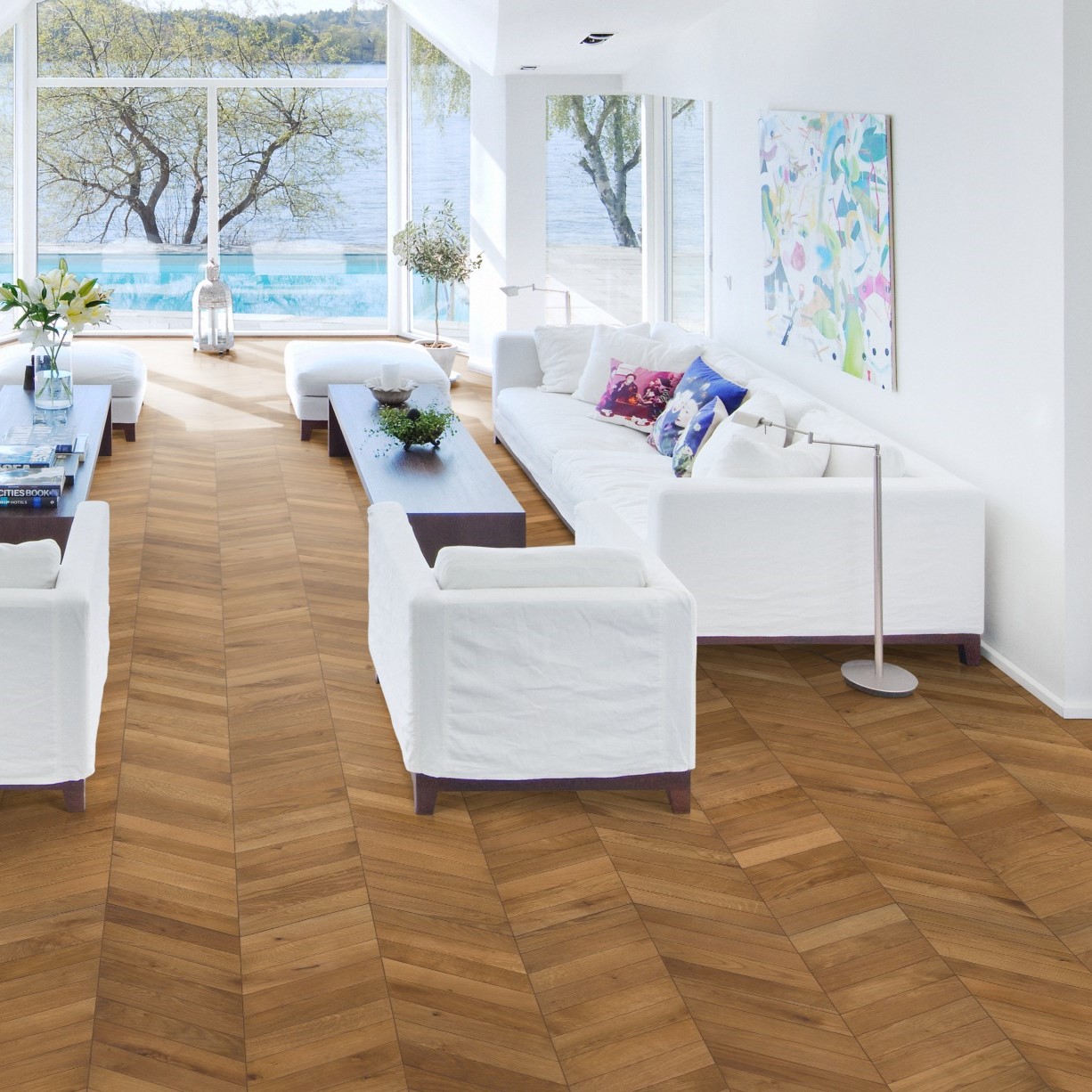Kahrs Oak Chevron Light Brown Engineered Wood Flooring Hamiltons